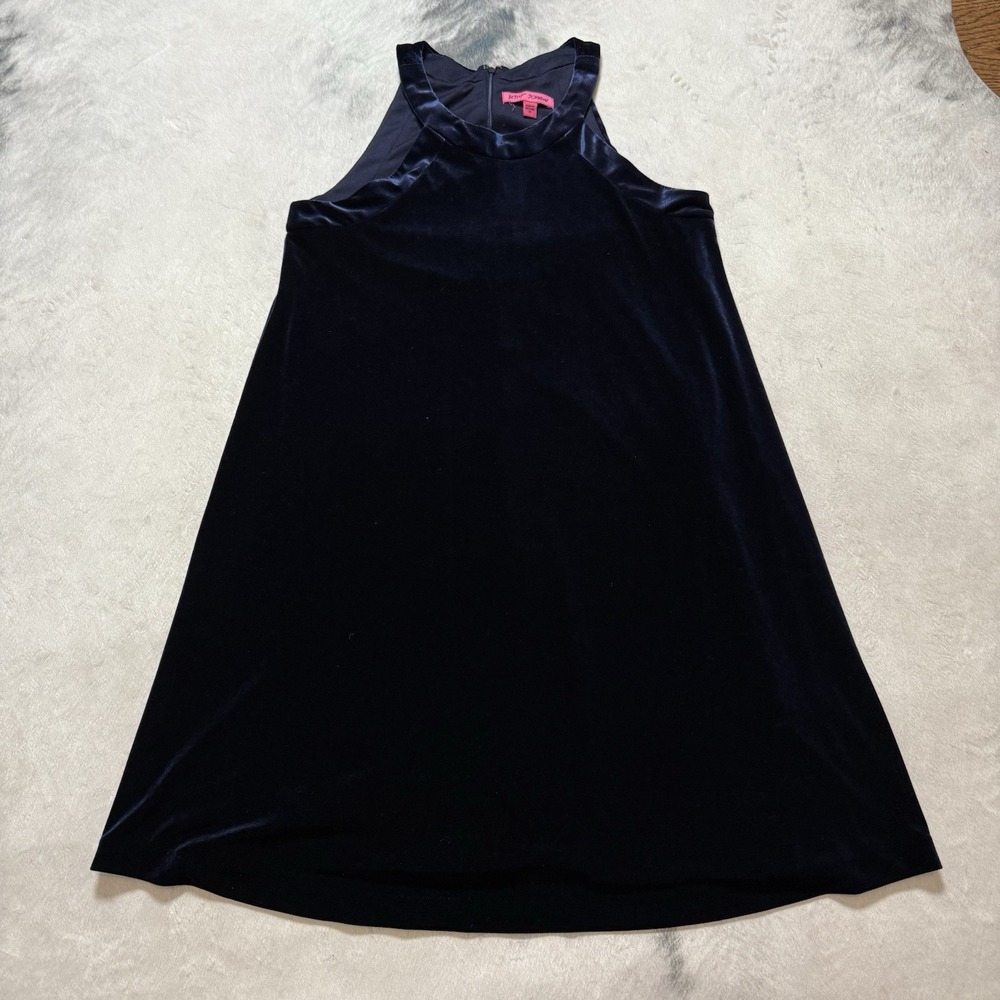 Betsey Johnson Dress Womens Size 10‎ Blue Velvet Knee Length Sleeveless